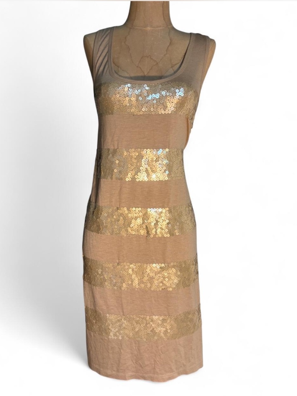 Y2K Juicy Couture Gold Sequin Stripe Tank Dress